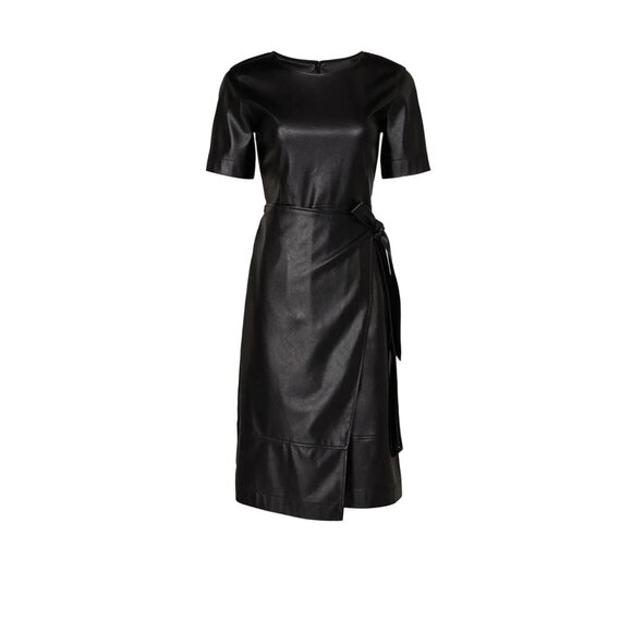 Natori Faux Leather Apron Dress, Size 14 - Picture 1 of 14